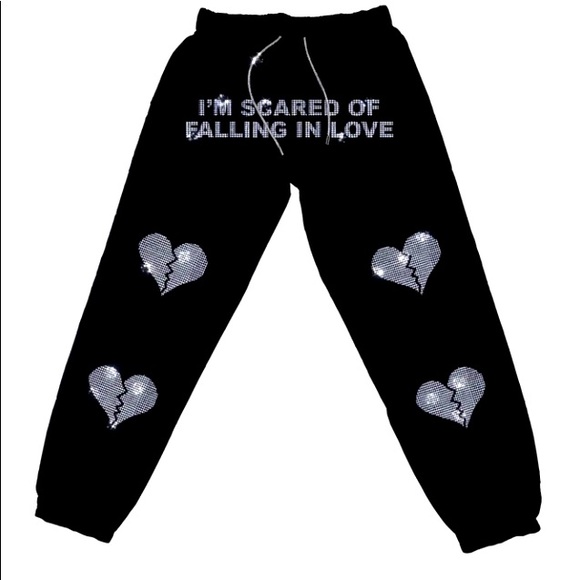 yours truly Pants - BRAND NEW Size Large YoursTruly Phora I’m Scared Of Falling In Love Joggers